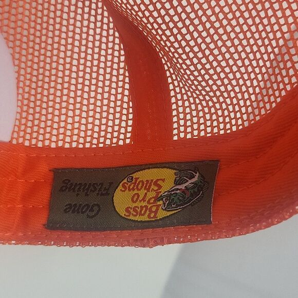 Bass Pro Shop Mesh Back Trucker Hat Adjustable Snap Back Orange Adult One Size - Picture 2 of 2